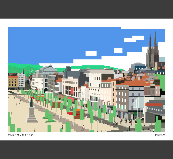 Affiche touristique de la ville de Clermont-Ferrand
